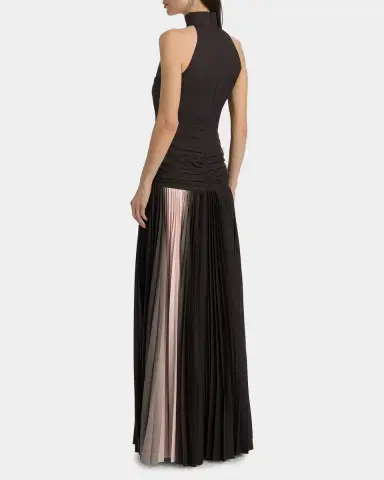 Chiara Boni La Petite Robe Etani Plisse Drop-Waist Halter Gown | Thumbnail 3 Chiara Boni La Petite Robe Etani Plisse Drop-Waist Halter Gown | Thumbnail 3