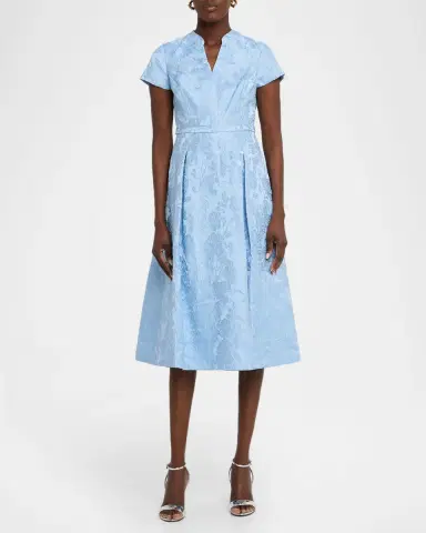 SACHIN & BABI Hanna Pleated Floral Jacquard Midi Dress | Thumbnail 2 SACHIN & BABI Hanna Pleated Floral Jacquard Midi Dress | Thumbnail 2