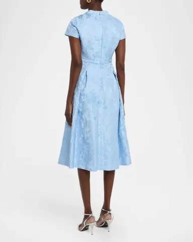 SACHIN & BABI Hanna Pleated Floral Jacquard Midi Dress | Thumbnail 3 SACHIN & BABI Hanna Pleated Floral Jacquard Midi Dress | Thumbnail 3