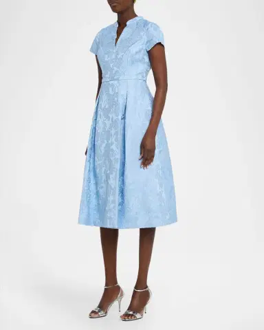 SACHIN & BABI Hanna Pleated Floral Jacquard Midi Dress | Thumbnail 4 SACHIN & BABI Hanna Pleated Floral Jacquard Midi Dress | Thumbnail 4