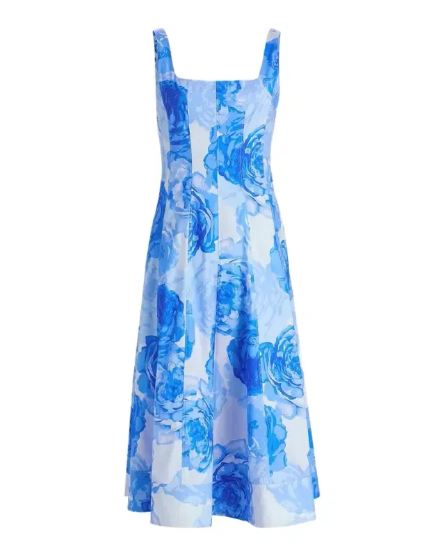 Nia Printed Stretch Cotton Poplin Midi-Dress