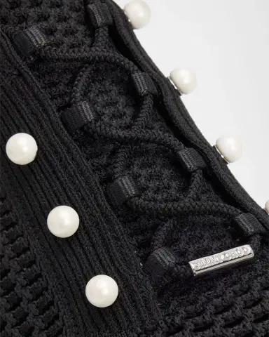 Jimmy Choo Veles Imitation Pearl-Embellished Knit Sneakers | Thumbnail 3