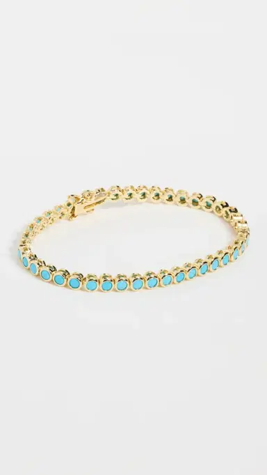 By Adina Eden Turquoise CZ Bezel Tennis Bracelet Turquoise One Size | Thumbnail 2