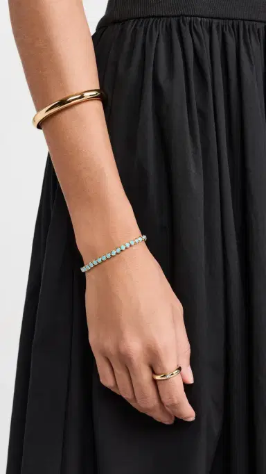 By Adina Eden Turquoise CZ Bezel Tennis Bracelet Turquoise One Size | Thumbnail 3