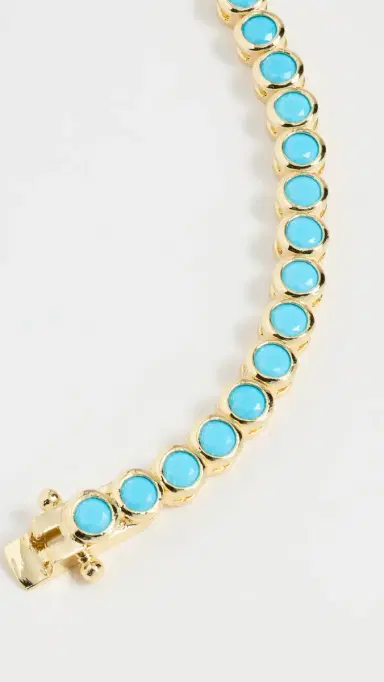 By Adina Eden Turquoise CZ Bezel Tennis Bracelet Turquoise One Size | Thumbnail 4