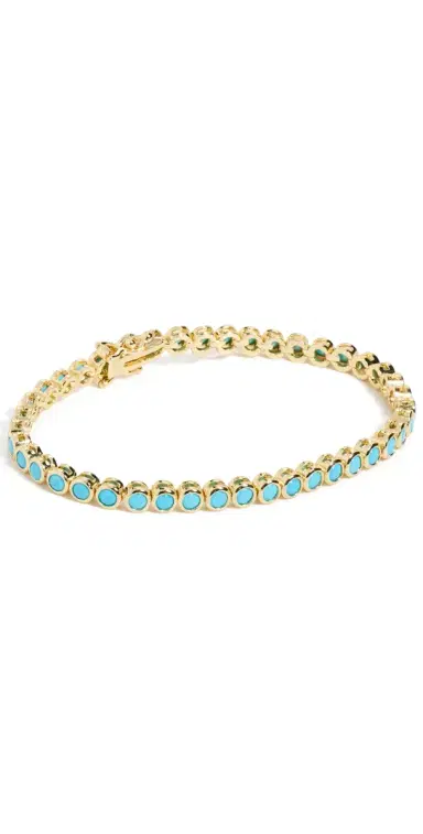 By Adina Eden Turquoise CZ Bezel Tennis Bracelet Turquoise One Size | Thumbnail 1