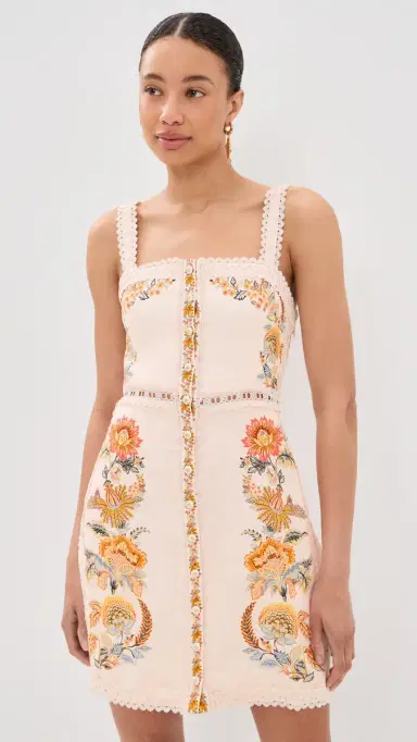 Farm Rio igia Sleeveless inen Mini Dress igia Floral ight Pink | Thumbnail 2