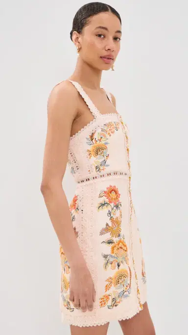 Farm Rio igia Sleeveless inen Mini Dress igia Floral ight Pink | Thumbnail 4