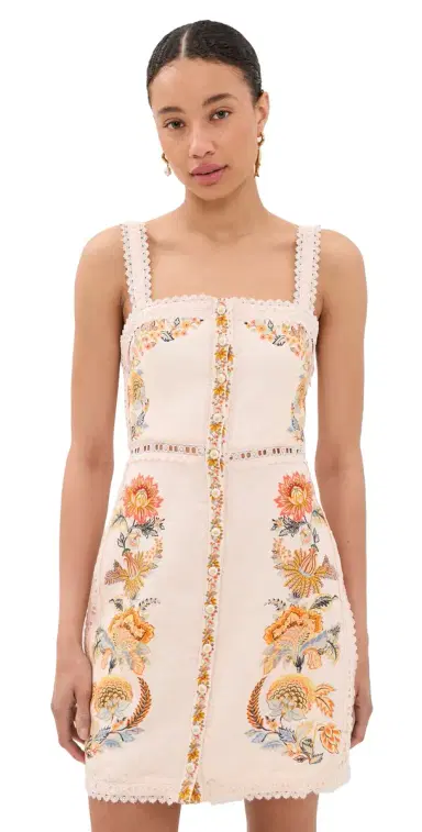 Farm Rio igia Sleeveless inen Mini Dress igia Floral ight Pink | Thumbnail 1