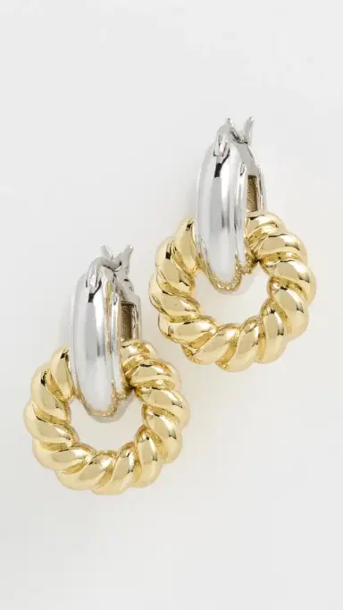 Luv AJ The Two-Tone Rope Interlock Hoop Earrings | Thumbnail 2