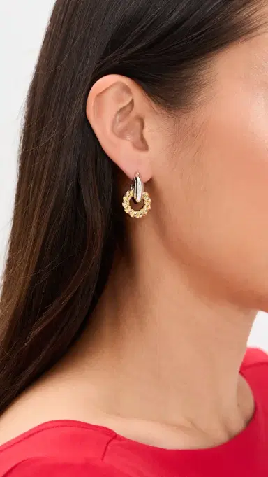 Luv AJ The Two-Tone Rope Interlock Hoop Earrings | Thumbnail 3