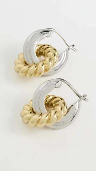 Luv AJ The Two-Tone Rope Interlock Hoop Earrings | Thumbnail 4
