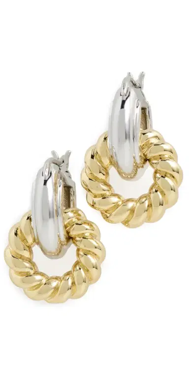 Luv AJ The Two-Tone Rope Interlock Hoop Earrings | Thumbnail 1