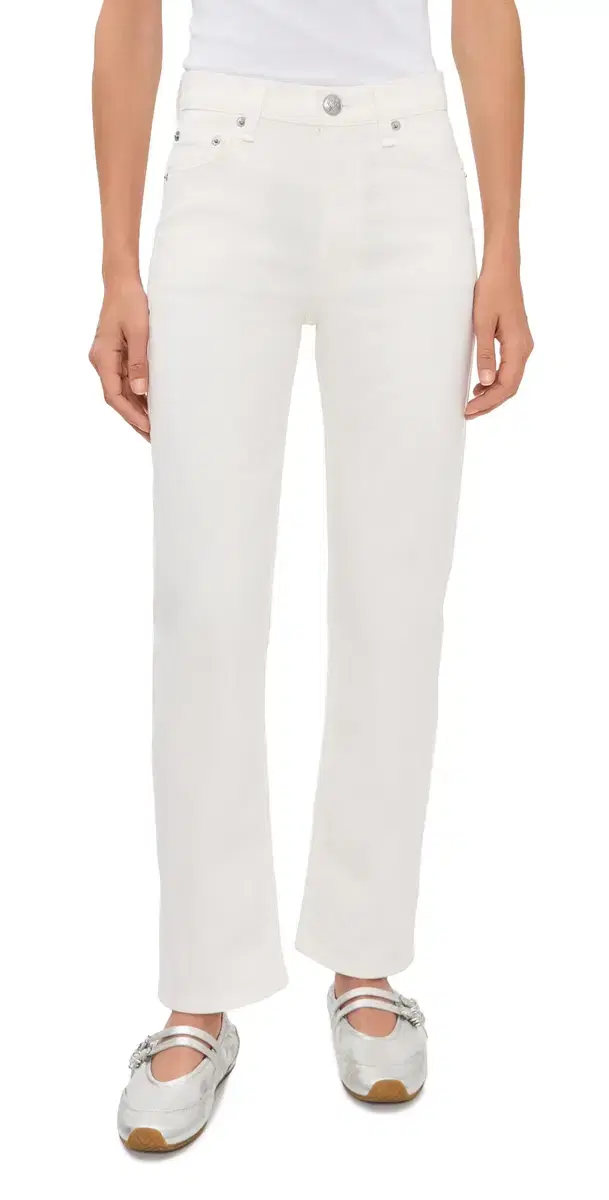 rag & bone Harlow Ankle Straight Jeans White