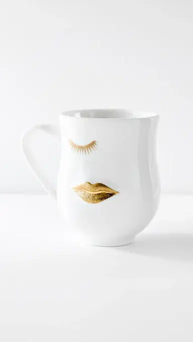 Jonathan Adler Gilded Mr. and Mrs. Muse Mug White One Size | Thumbnail 2