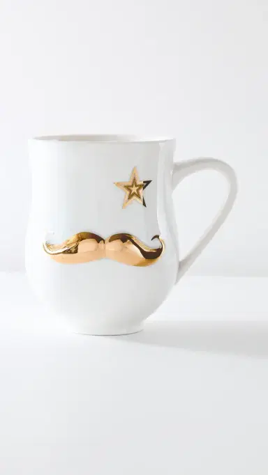 Jonathan Adler Gilded Mr. and Mrs. Muse Mug White One Size | Thumbnail 3