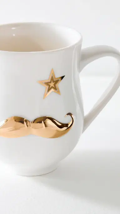 Jonathan Adler Gilded Mr. and Mrs. Muse Mug White One Size | Thumbnail 4