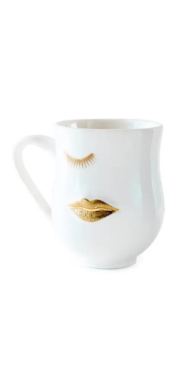 Jonathan Adler Gilded Mr. and Mrs. Muse Mug White One Size
