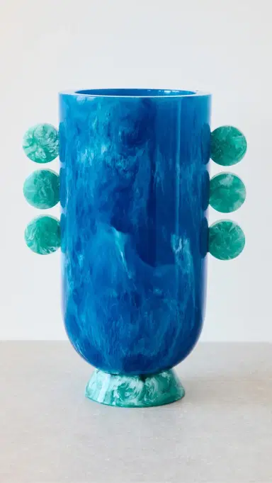 Jonathan Adler Mustique Ripple Resin Vase Blue One Size | Thumbnail 2