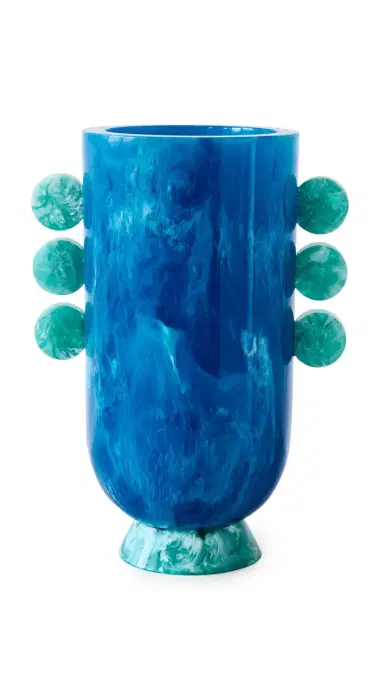 Jonathan Adler Mustique Ripple Resin Vase Blue One Size | Thumbnail 5