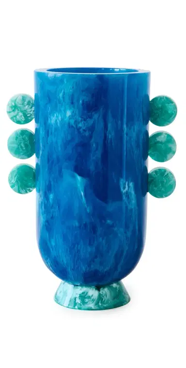 Jonathan Adler Mustique Ripple Resin Vase Blue One Size | Thumbnail 1