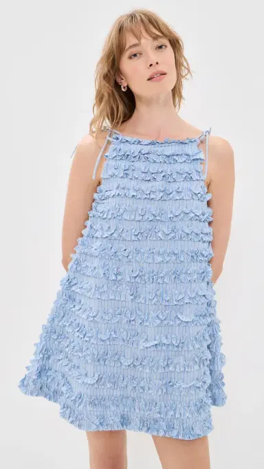 Damson Madder Leili Ruffle Mini Dress Blue | Thumbnail 3