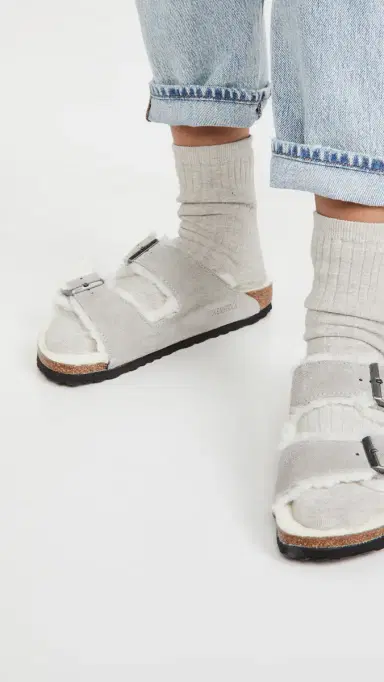 Birkenstock Arizona Shearling Sandals Stone Coin/Natural | Thumbnail 3