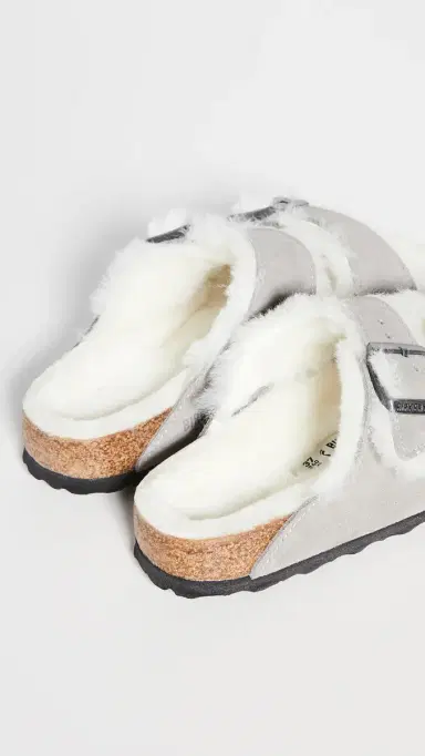 Birkenstock Arizona Shearling Sandals Stone Coin/Natural | Thumbnail 4