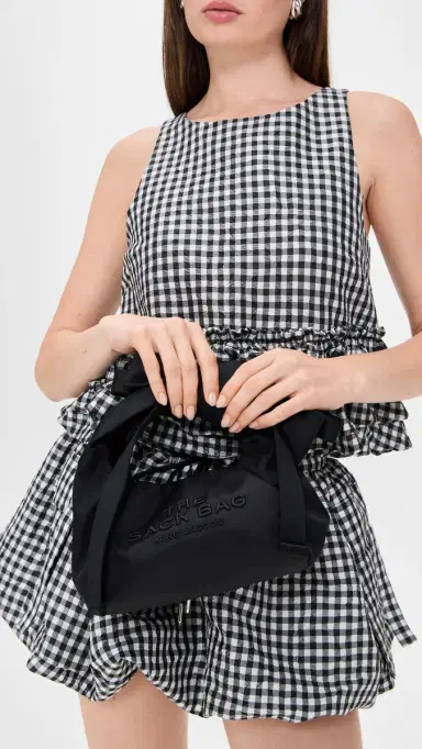 Marc Jacobs The Bow Nylon Mini Sack Bag Black One Size | Thumbnail 3