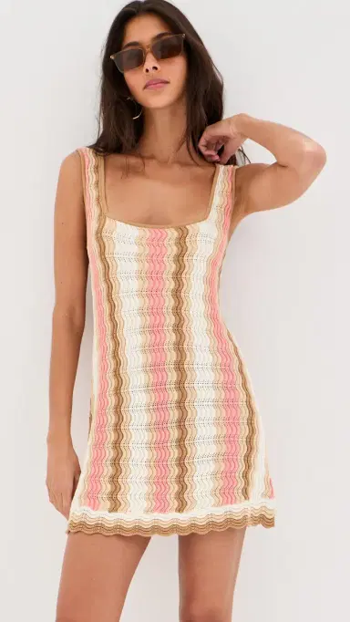LE BOP Nadia Wavy tripe Mini Dress Pink tripe | Thumbnail 2
