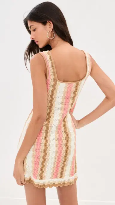 LE BOP Nadia Wavy tripe Mini Dress Pink tripe | Thumbnail 3