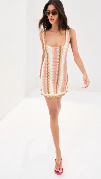 LE BOP Nadia Wavy tripe Mini Dress Pink tripe | Thumbnail 5