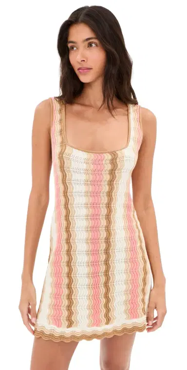 LE BOP Nadia Wavy tripe Mini Dress Pink tripe | Thumbnail 1