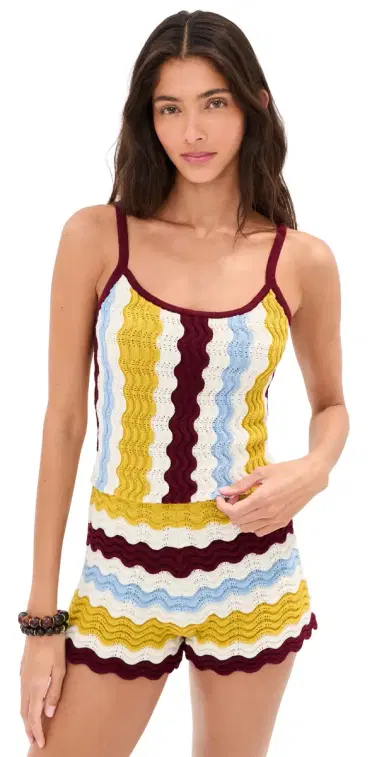 LE BOP Jeselle Wavy Stripe Tank Top Citrine Stripe | Thumbnail 1 LE BOP Jeselle Wavy Stripe Tank Top Citrine Stripe | Thumbnail 1