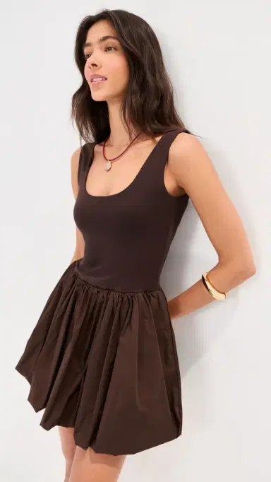 LE BOP Piper Solid Dress Chocolate Brown L | Thumbnail 2 LE BOP Piper Solid Dress Chocolate Brown L | Thumbnail 2
