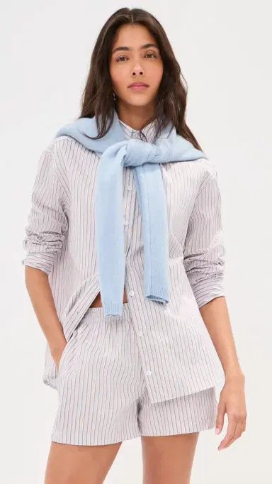 LE BOP Kali Tie Back Button Down Grey Stripe | Thumbnail 2 LE BOP Kali Tie Back Button Down Grey Stripe | Thumbnail 2