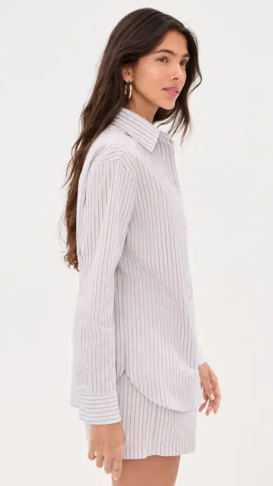 LE BOP Kali Tie Back Button Down Grey Stripe | Thumbnail 4 LE BOP Kali Tie Back Button Down Grey Stripe | Thumbnail 4