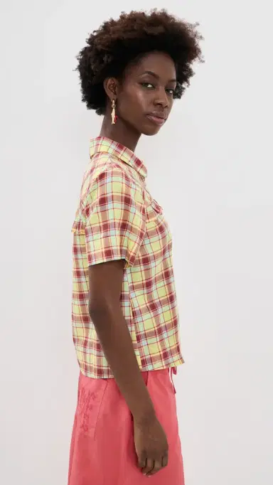 Damson Madder Check Shirt Celery | Thumbnail 4