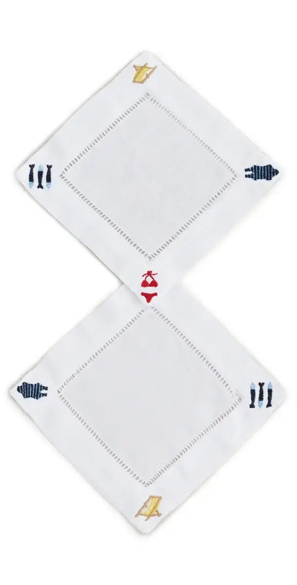Abbode Beach Icons Cocktail Napkin White One Size