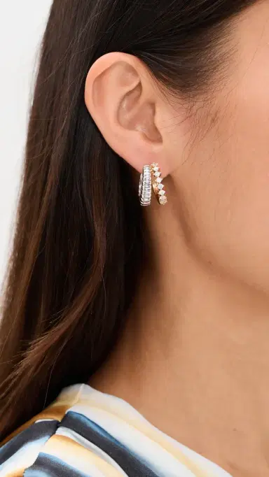 Luv Aj The Sierra Split Huggy Hoop Earrings Two-Tone One Size | Thumbnail 3