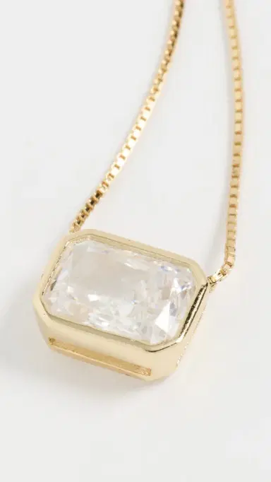 Shashi Emerald Baguette Necklace | Thumbnail 5 Shashi Emerald Baguette Necklace | Thumbnail 5