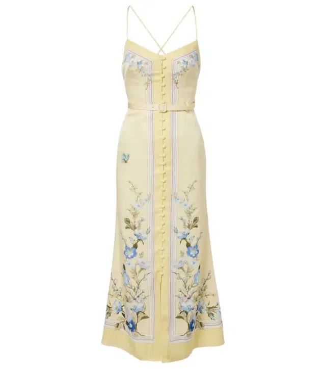 Floral silk satin maxi dress