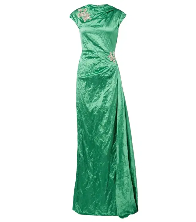 Erdem Draped embellished satin gown