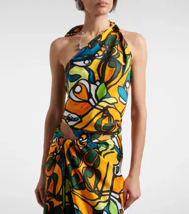 Christopher Esber Printed draped silk top | Thumbnail 4
