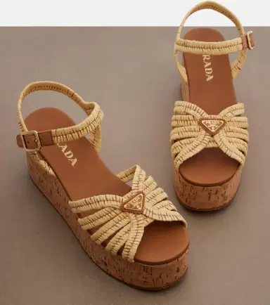 Prada Crochet wedge sandals | Thumbnail 3