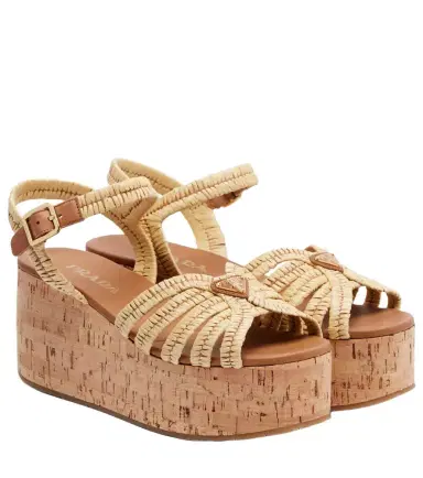 Prada Crochet wedge sandals | Thumbnail 1