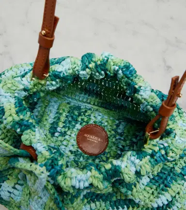 Aquazzura Calypso floral-appliqué raffia clutch | Thumbnail 2