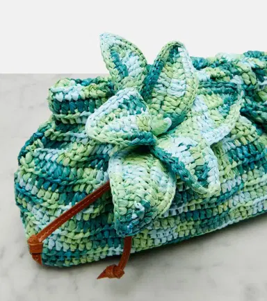 Aquazzura Calypso floral-appliqué raffia clutch | Thumbnail 4