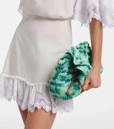 Aquazzura Calypso floral-appliqué raffia clutch | Thumbnail 6
