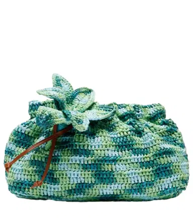 Aquazzura Calypso floral-appliqué raffia clutch | Thumbnail 1